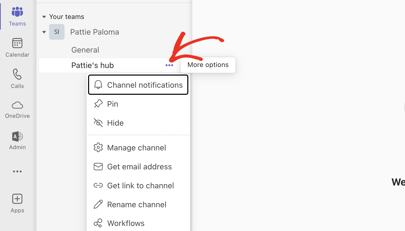 In Teams, click on the button with the 3 dots to start configuring your connection. 